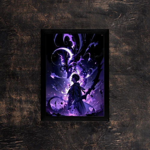 purple-dragon-guardian,Amazing A4 poster of a mysterious figure standing tall with a purple dragon swirling around.