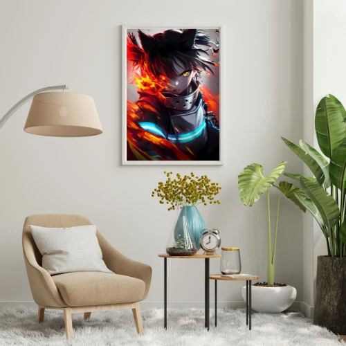 Fire Force - A4 Poster featuring Tamaki Kotatsu in fiery action