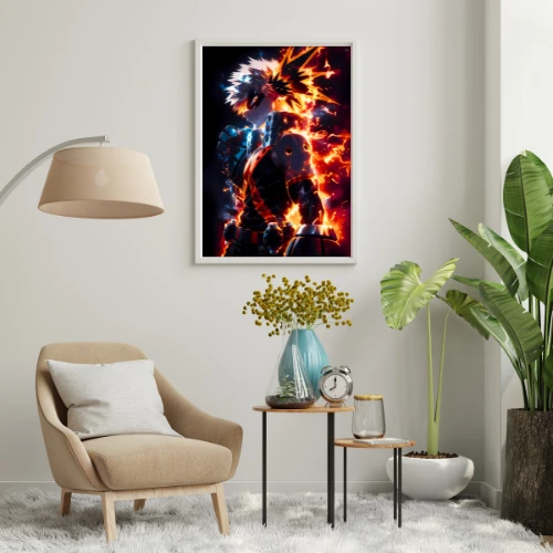 Bakugo Katsuki - My Hero Academia - A4 Poster featuring fiery explosion!