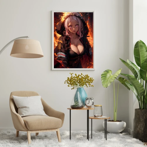 Fire Force - A4 Poster featuring Hibana in fiery action!