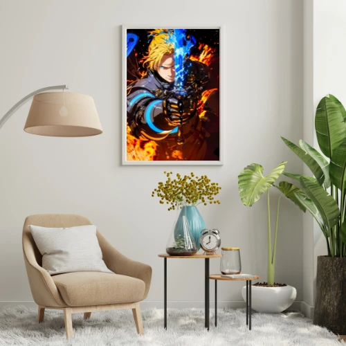 Fire Force - A4 Poster featuring Arthur Boyle with his fiery sword!