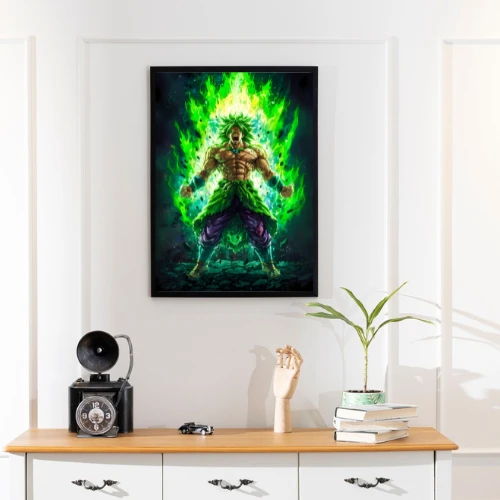 broly-legendary-super-saiyan,Raging A4 poster of Broly in his Legendary Super Saiyan form.