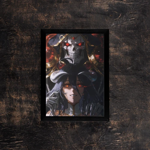 demonic-couple,A4 poster featuring a demoness and an undead character together, exuding dark energy.