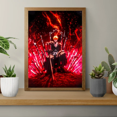 Ichigo Kurosaki - Bleach - A4 Poster featuring a throne of swords!